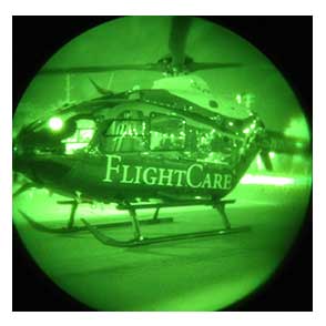 Nightvision of FlightCare Helicopter